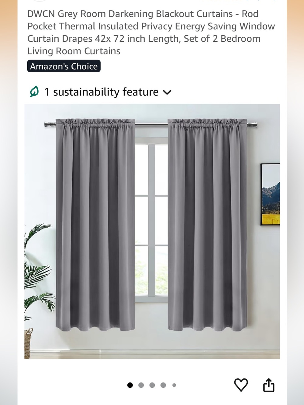 Amazon Gray Curtain‎ Panel Set - Solid Gray Drapes